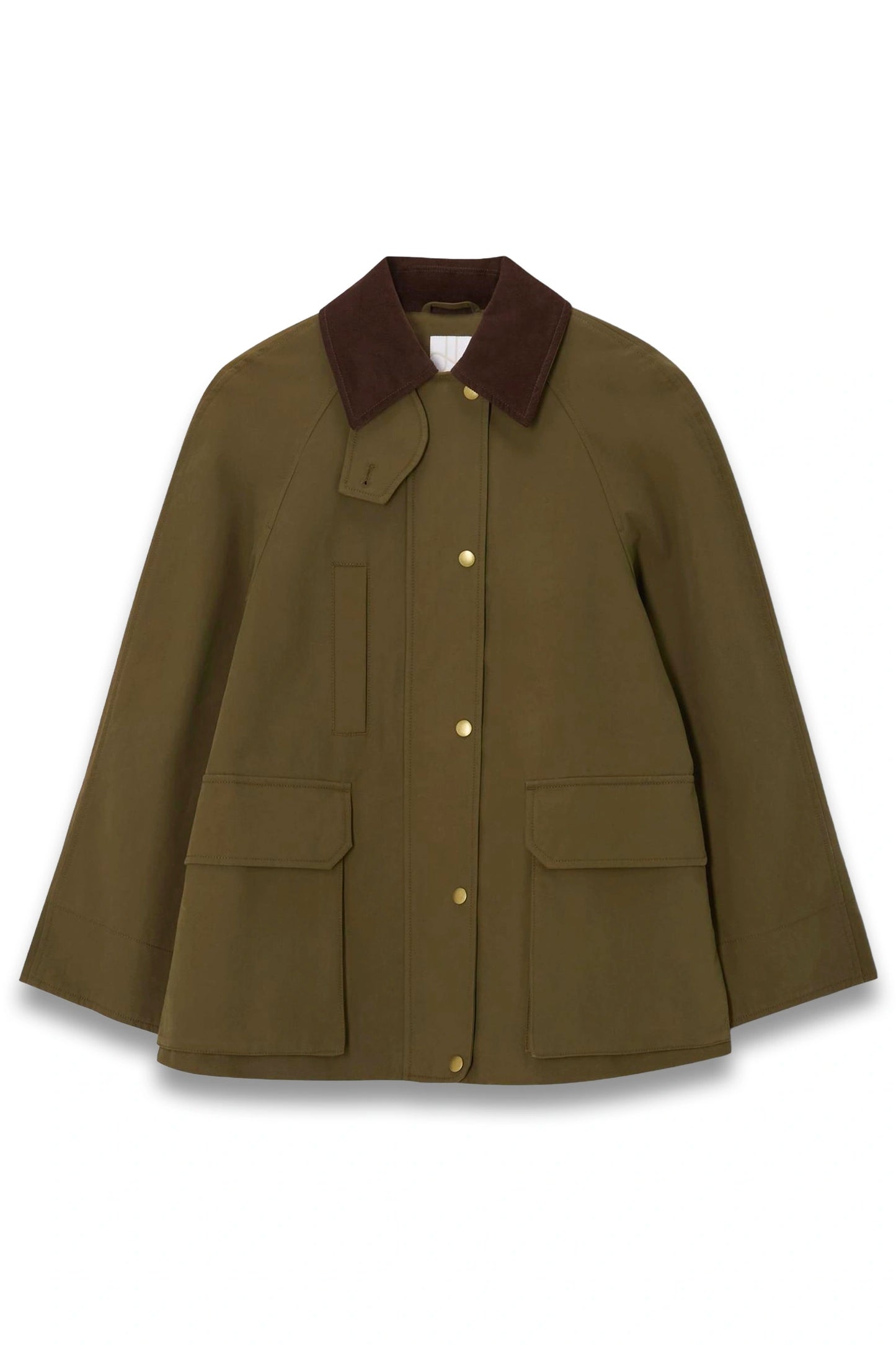Shower Resistant Short Cotton Barn Jacket in Khaki