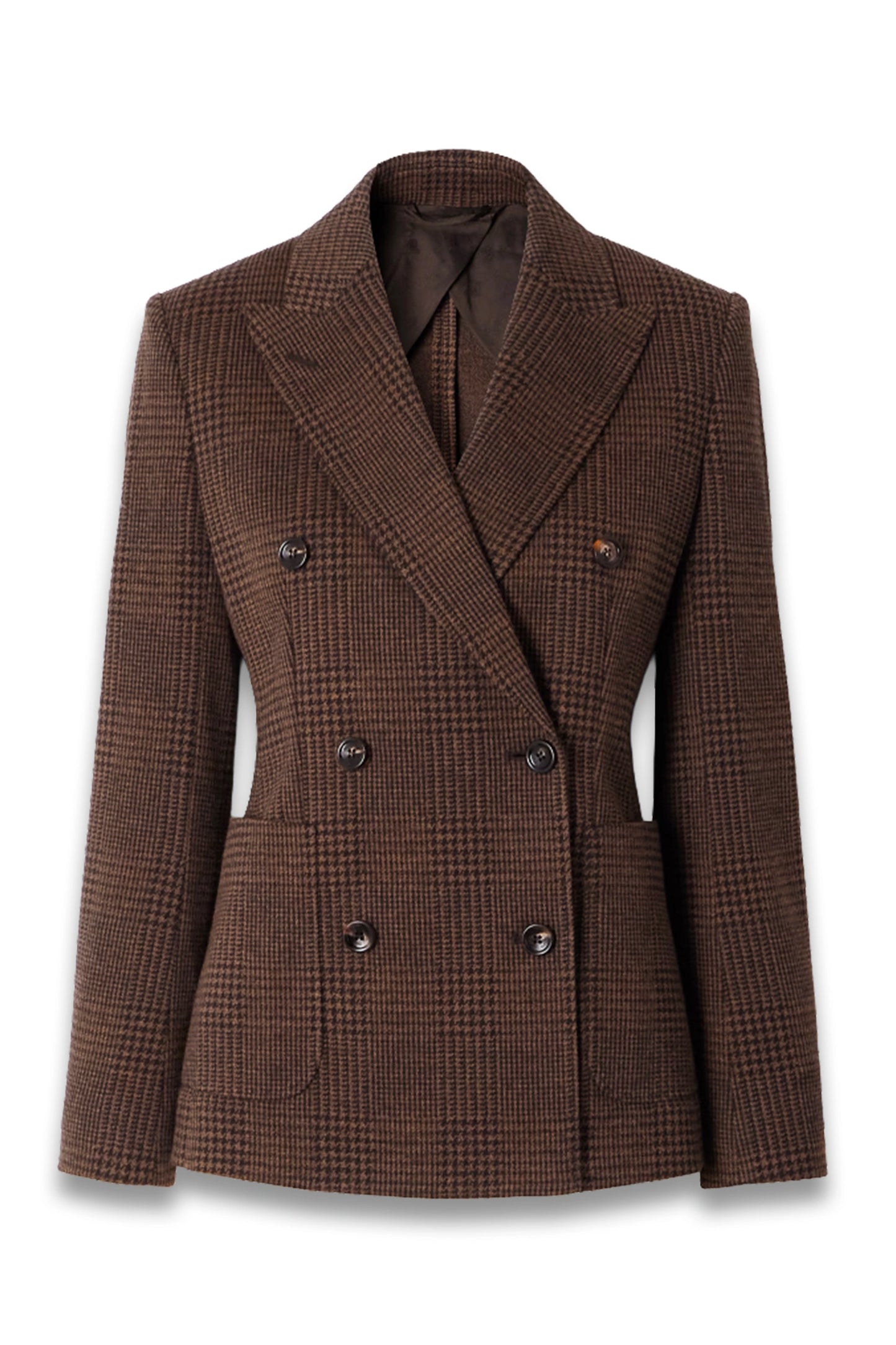 Double-breasted Houndstooth Cotton-blend Blazer