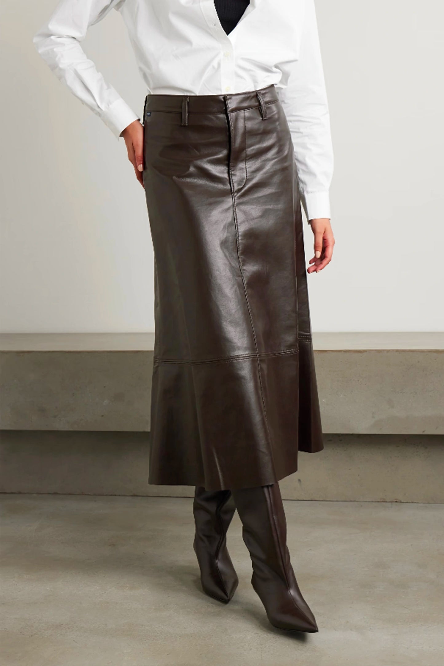 Cassia Recycled Leather-blend Midi Skirt