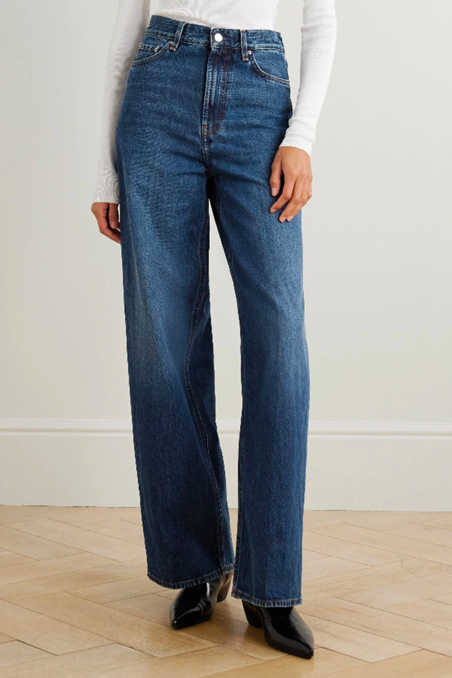 High-rise Wide-leg Organic Jeans
