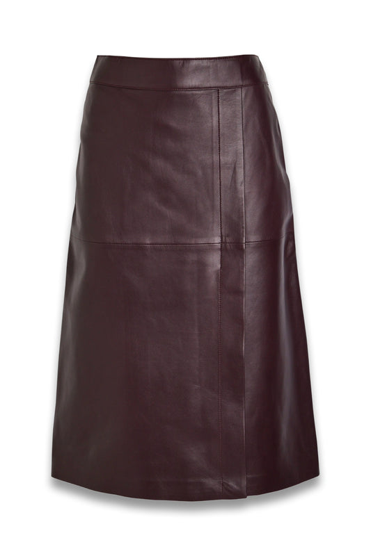 Panelled Wrap-effect Leather Midi Skirt