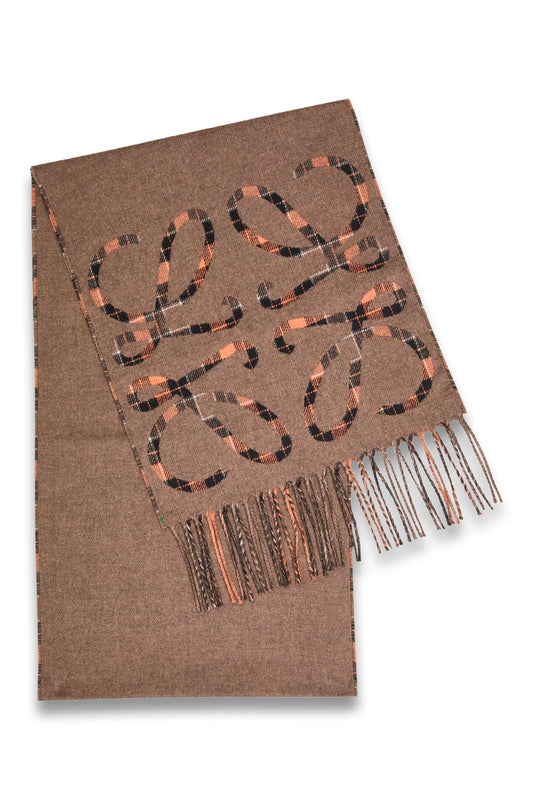 Anagram Checked Silk and Cashmere-blend Scarf