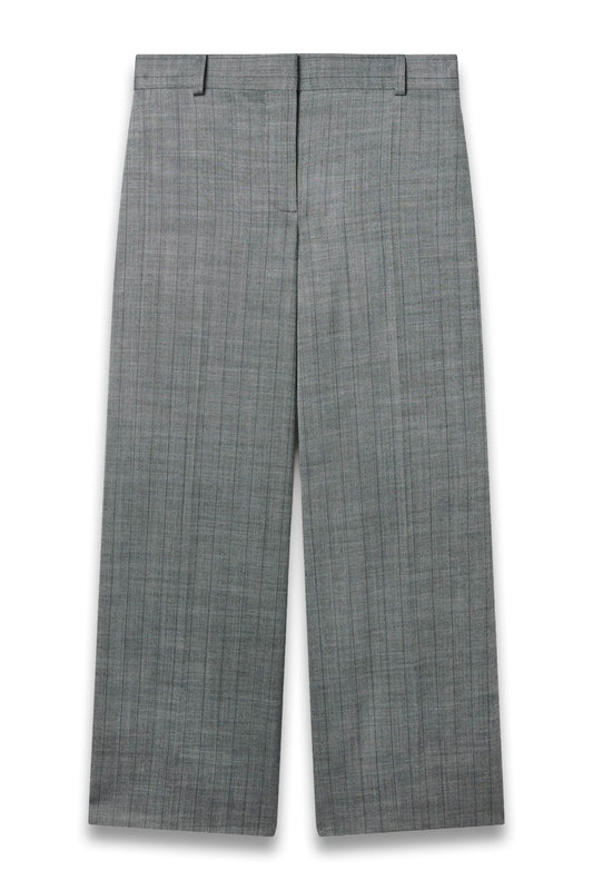 Pinstripe Pleated Straight-Leg Trousers