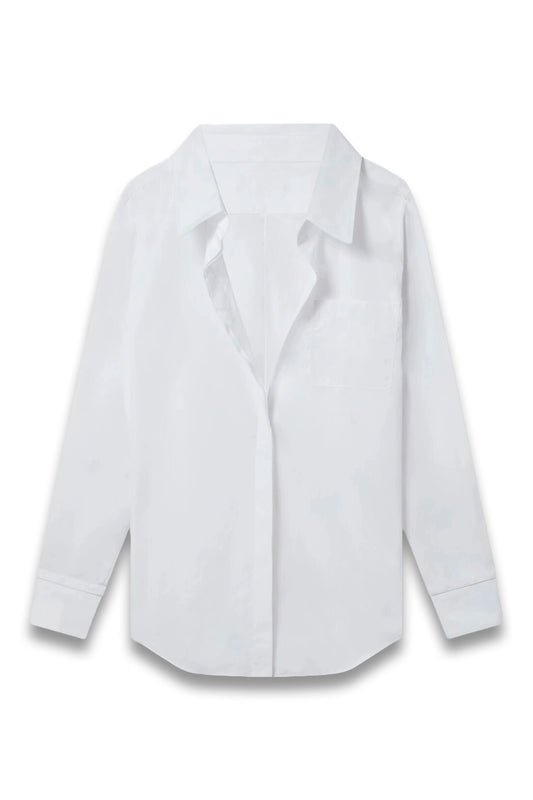 Open V-Neck Collared Shirt