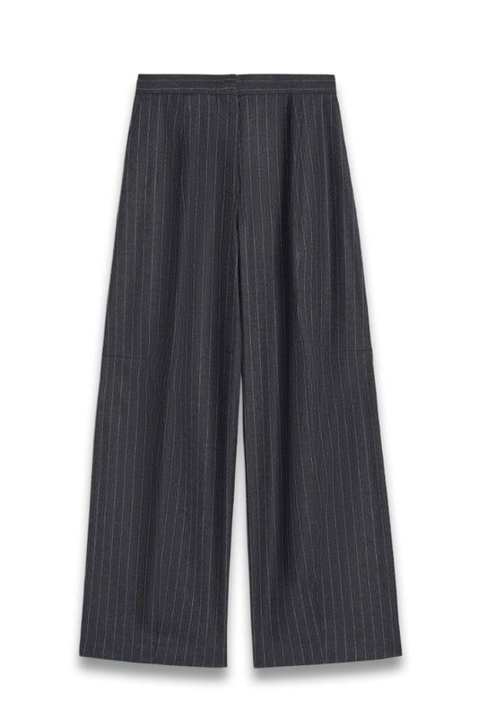 Wide, Wool and Viscose Trousers - Runway - Dark Grey