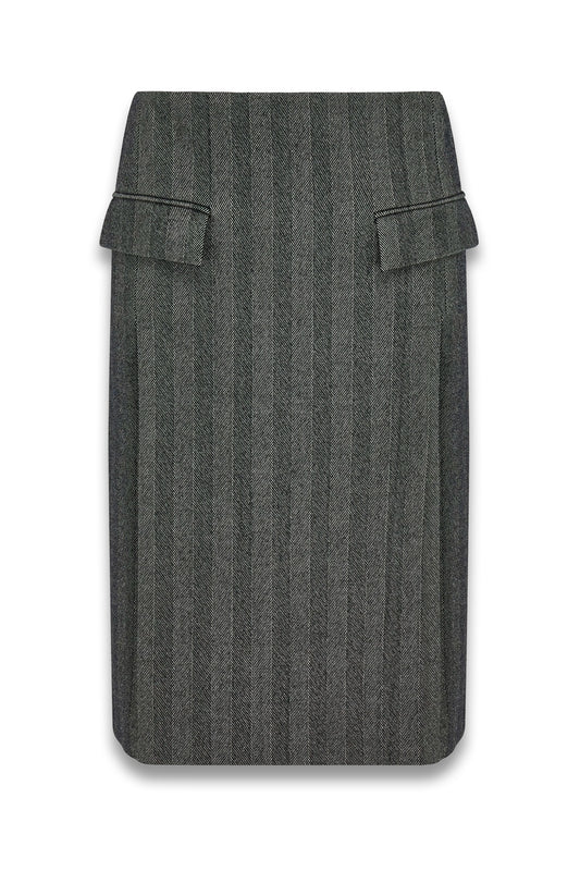 Chenille Pencil Skirt with Double Slit