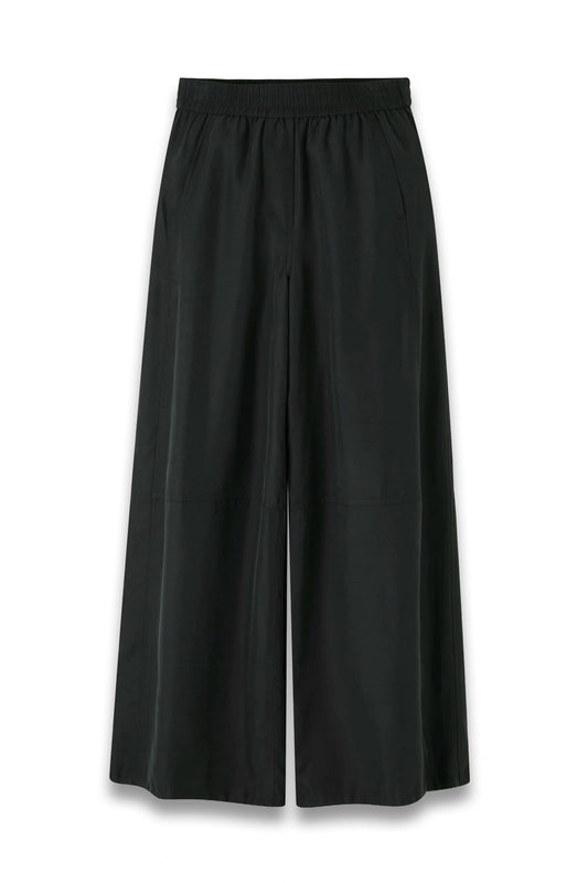 Washed Silk Drawstring Wide-Leg Trouser