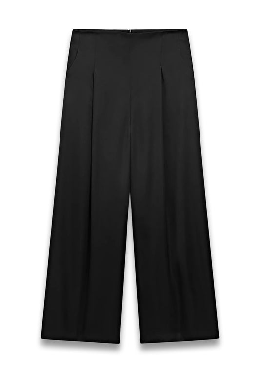 Satin Wide-leg Trousers - Studio