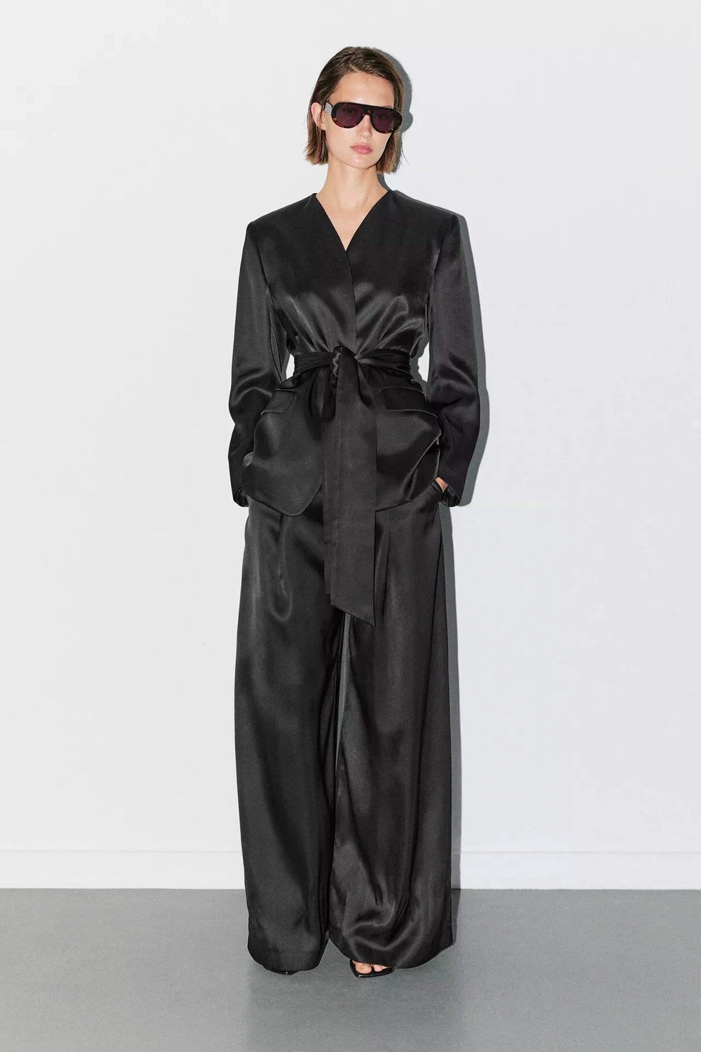 Satin Wide-leg Trousers - Studio