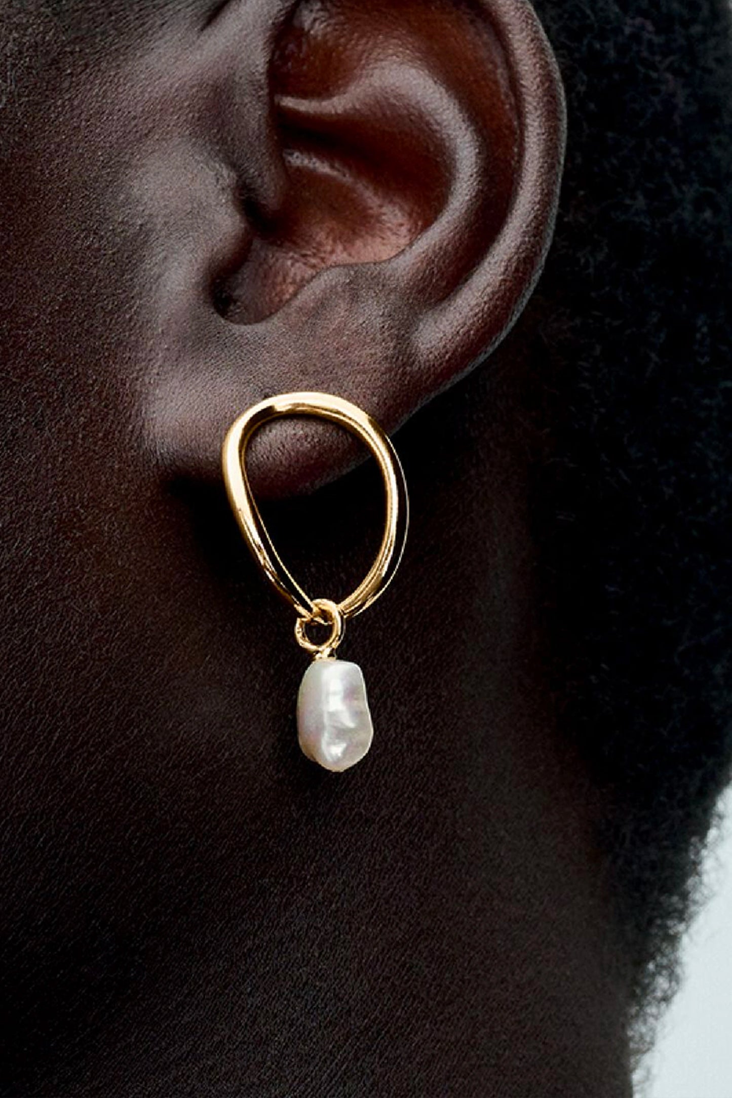 Organically Shaped Circle & Baroque Treated Freshwater Cultured Pearl Earrings 14k Gold Plating