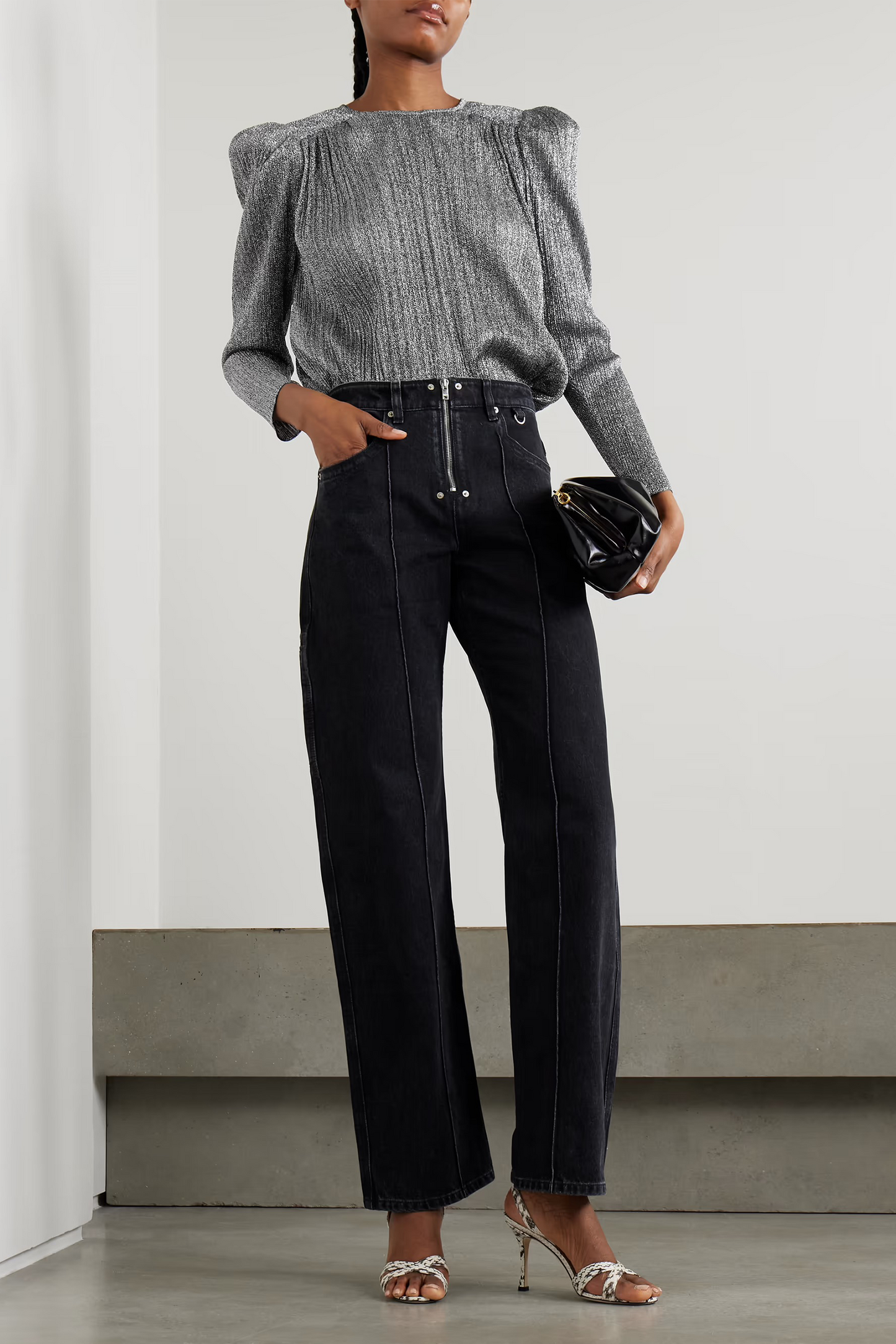 Elyia Gathered Lamé Blouse