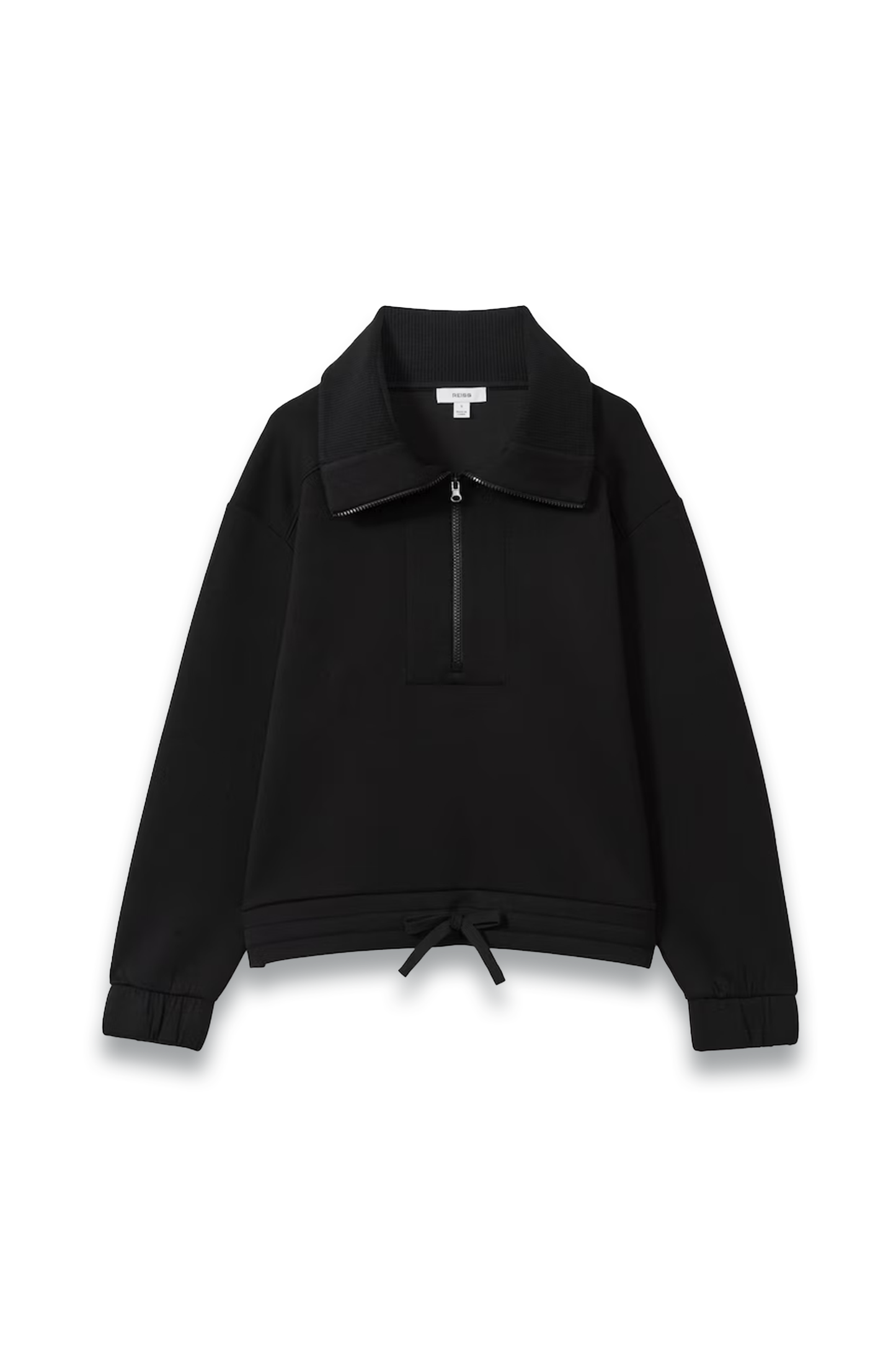 Laney Interlock Half-Zip Drawstring-Hem Sweatshirt In Black