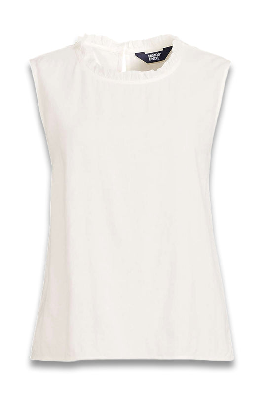 Linen Blend Sleeveless Ruffle Top