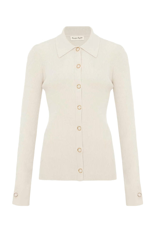 Irina Ribbed Button Detail Knit Top