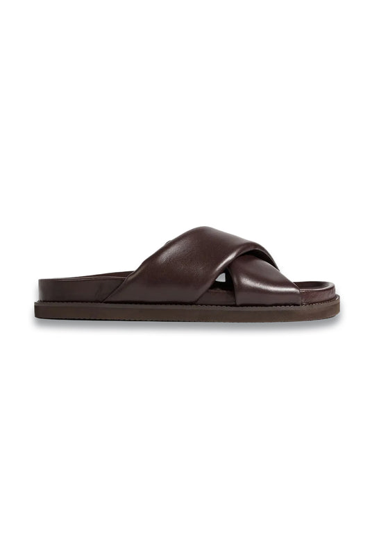 Gigi Padded Leather Sandals Dark Brown