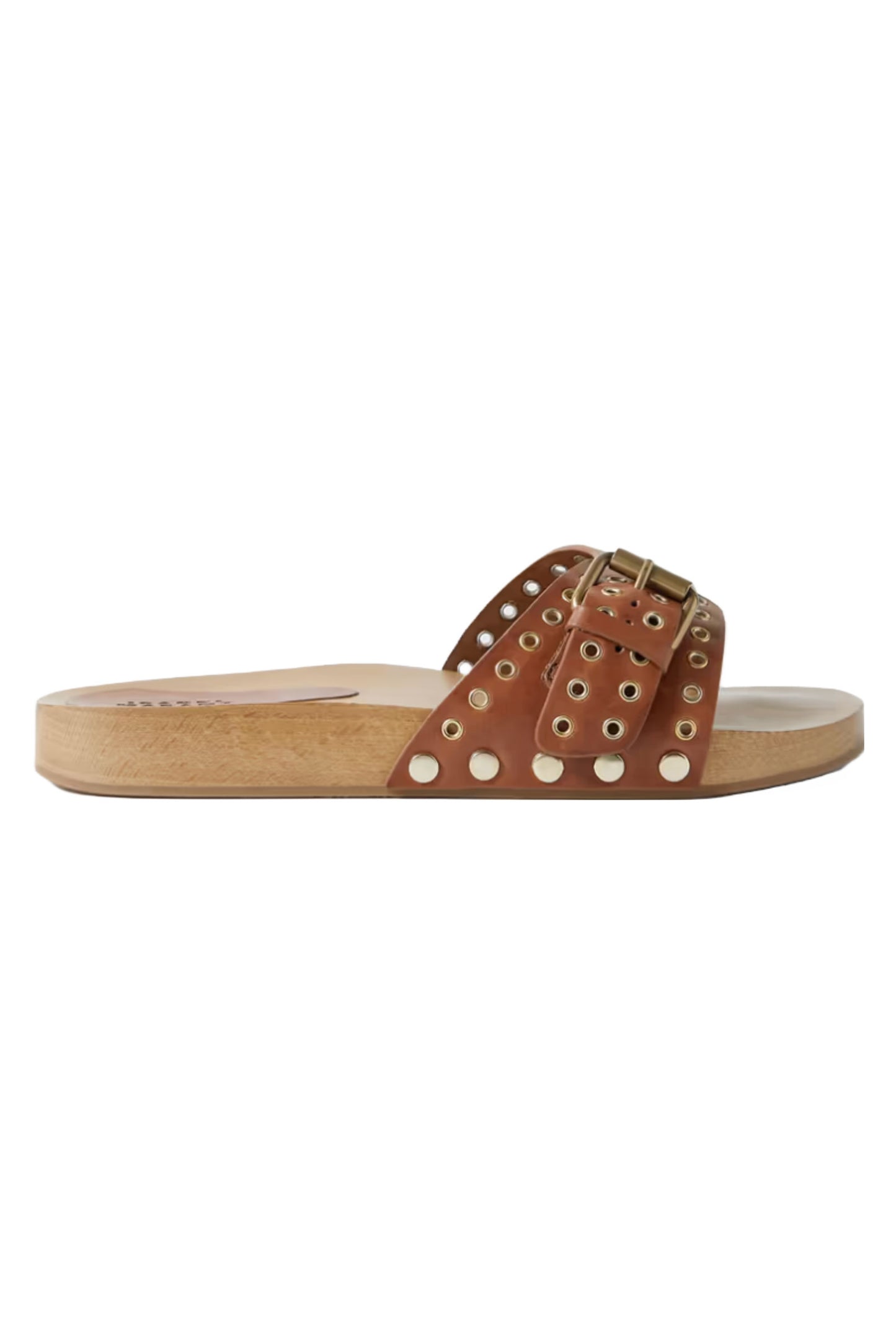 Jaso Embellished Brown Leather Slides