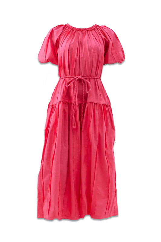 Issa Belted Gathered-Cotton Midi Dress