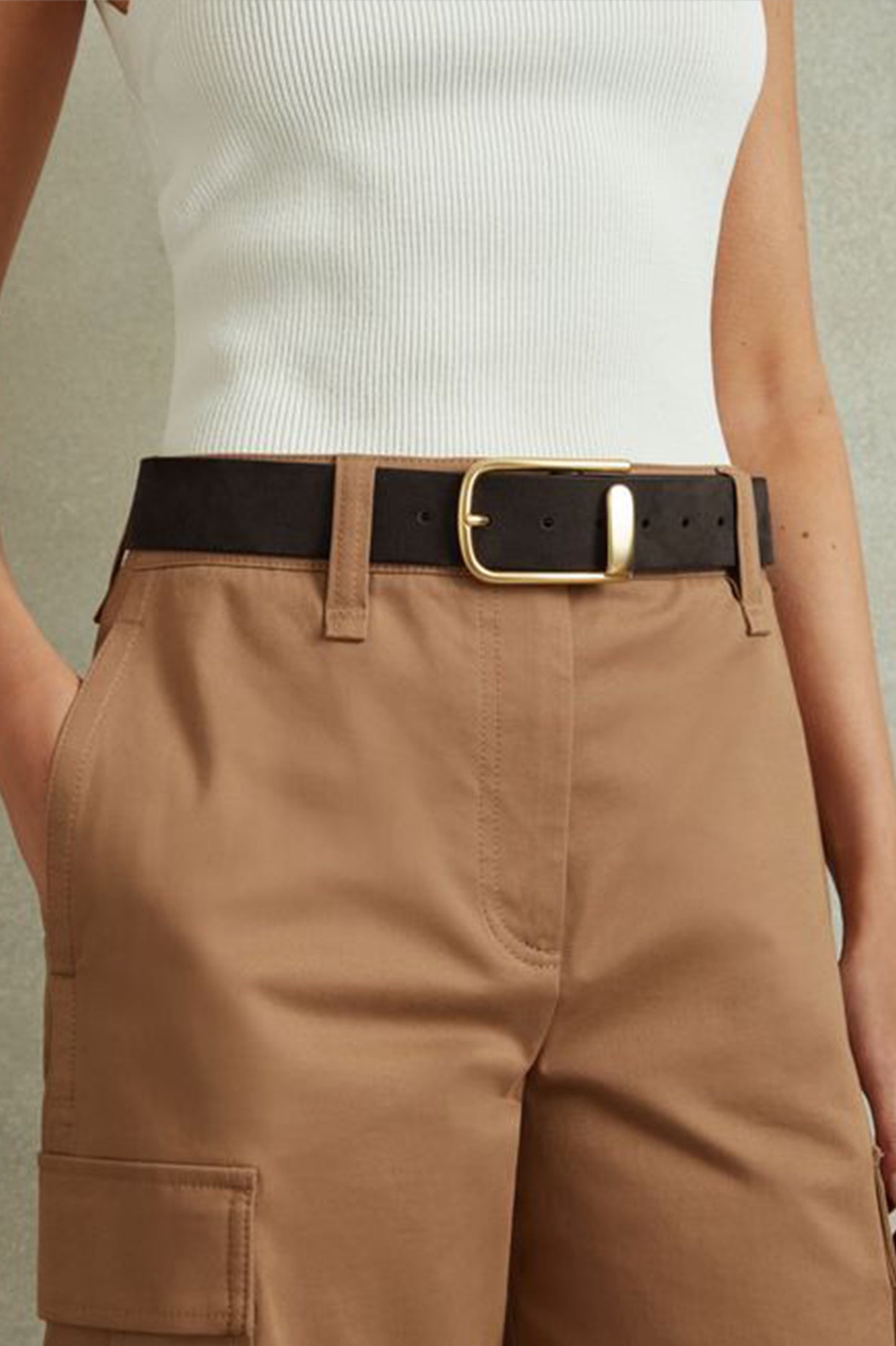 Reiss Iyla Leather Half Keeper Belt