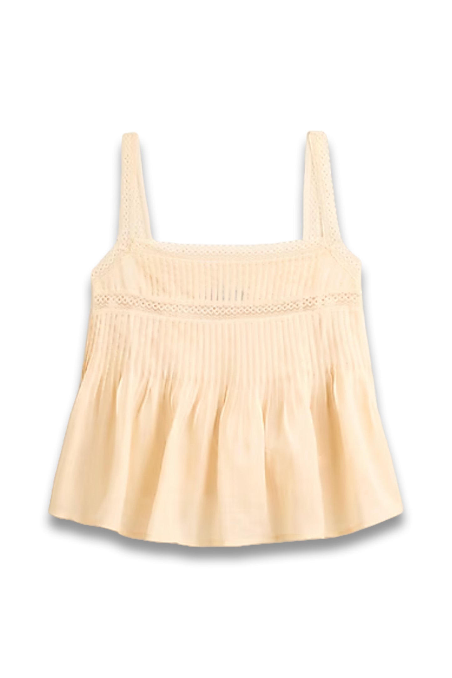Lace-Trim Tank Top in Ramie