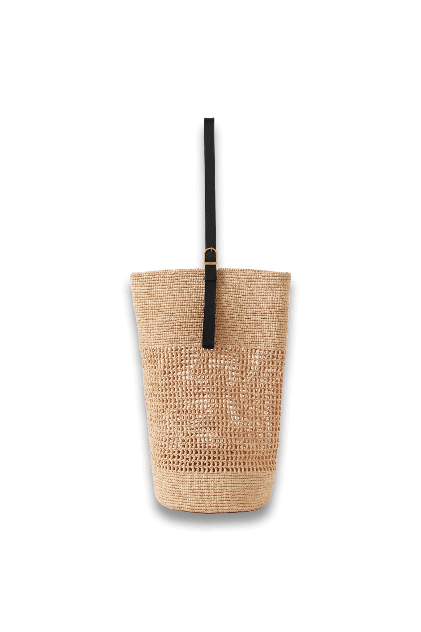 Billie Leather-Trimmed Raffia Bucket Bag