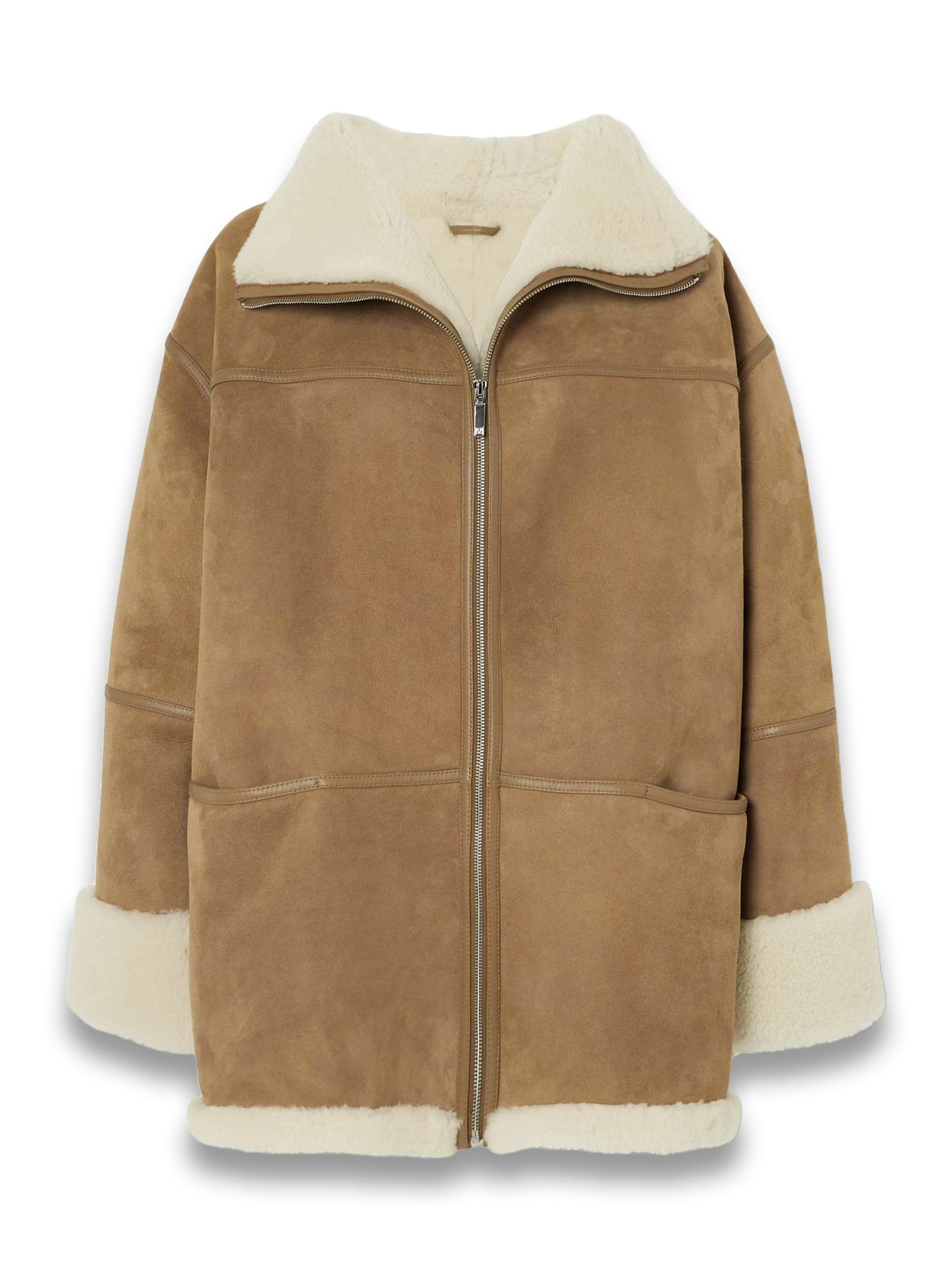 Leather-Trimmed Shearling Jacket