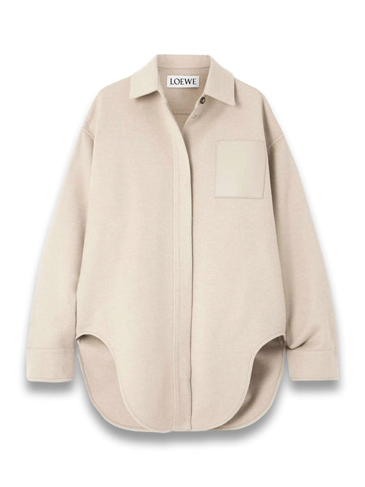 Leather-Trimmed Wool and Cashmere-Blend Jacket