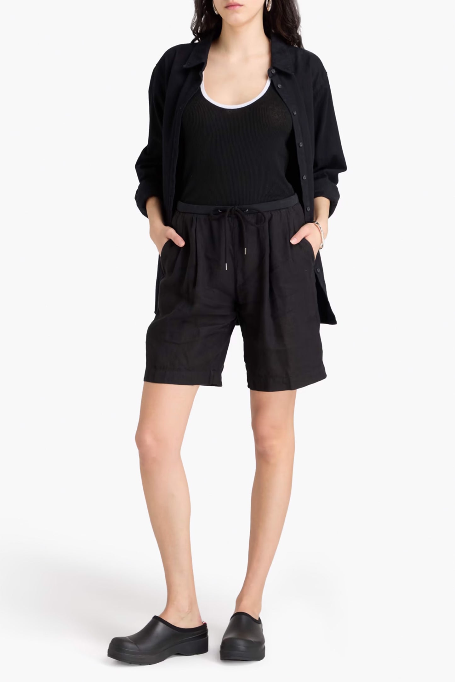 Pleated Linen Shorts