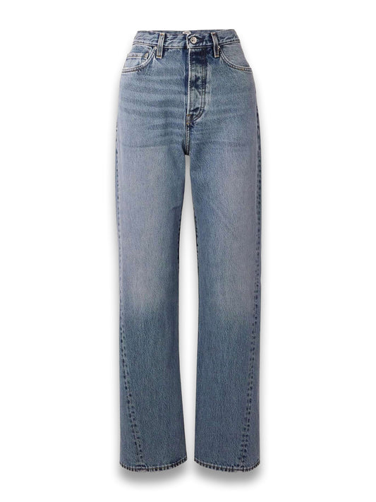 Twisted Seam High-Rise Straight-Leg Jeans