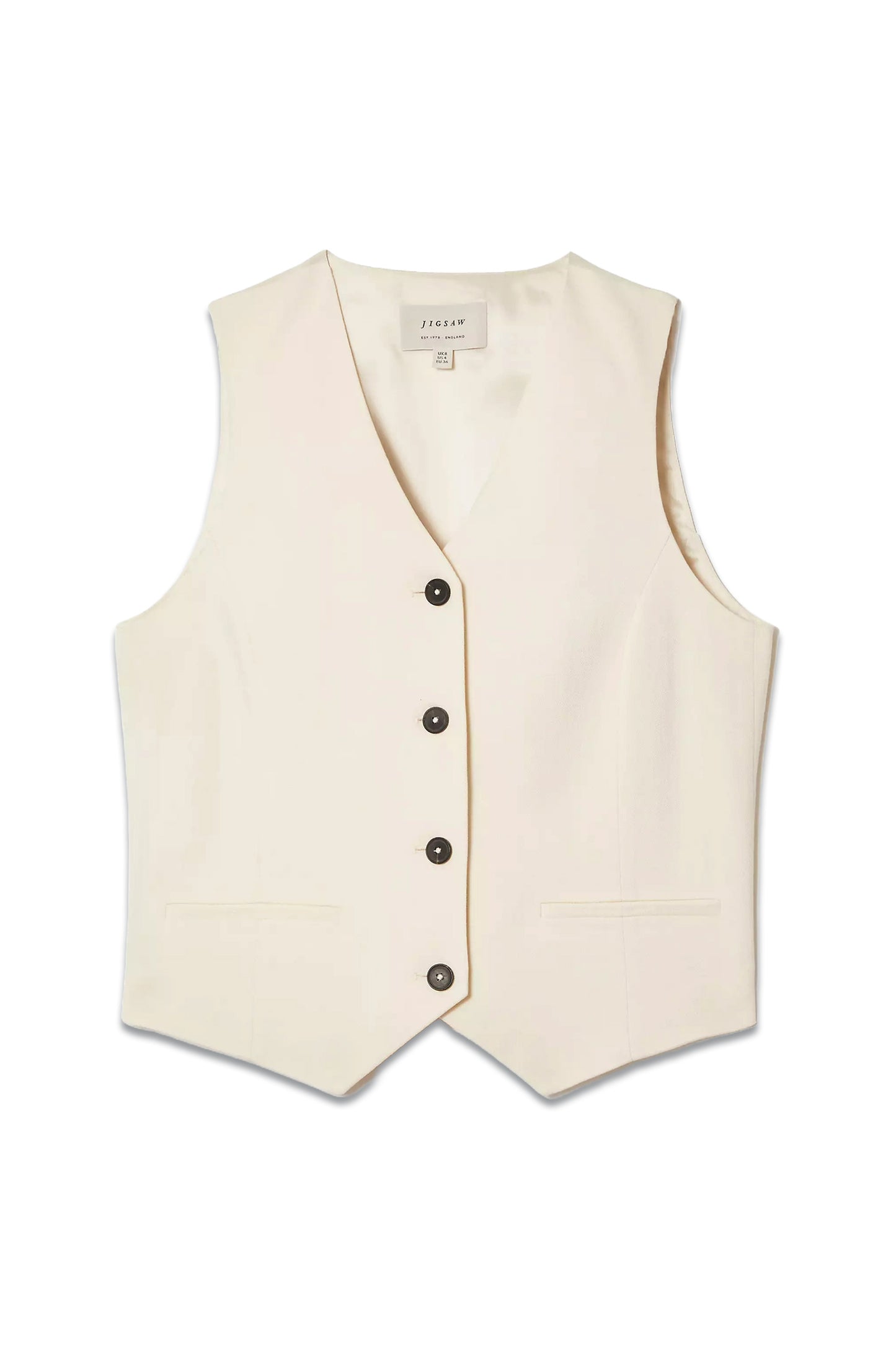 Hopsack Tailored Waistcoat, Cream