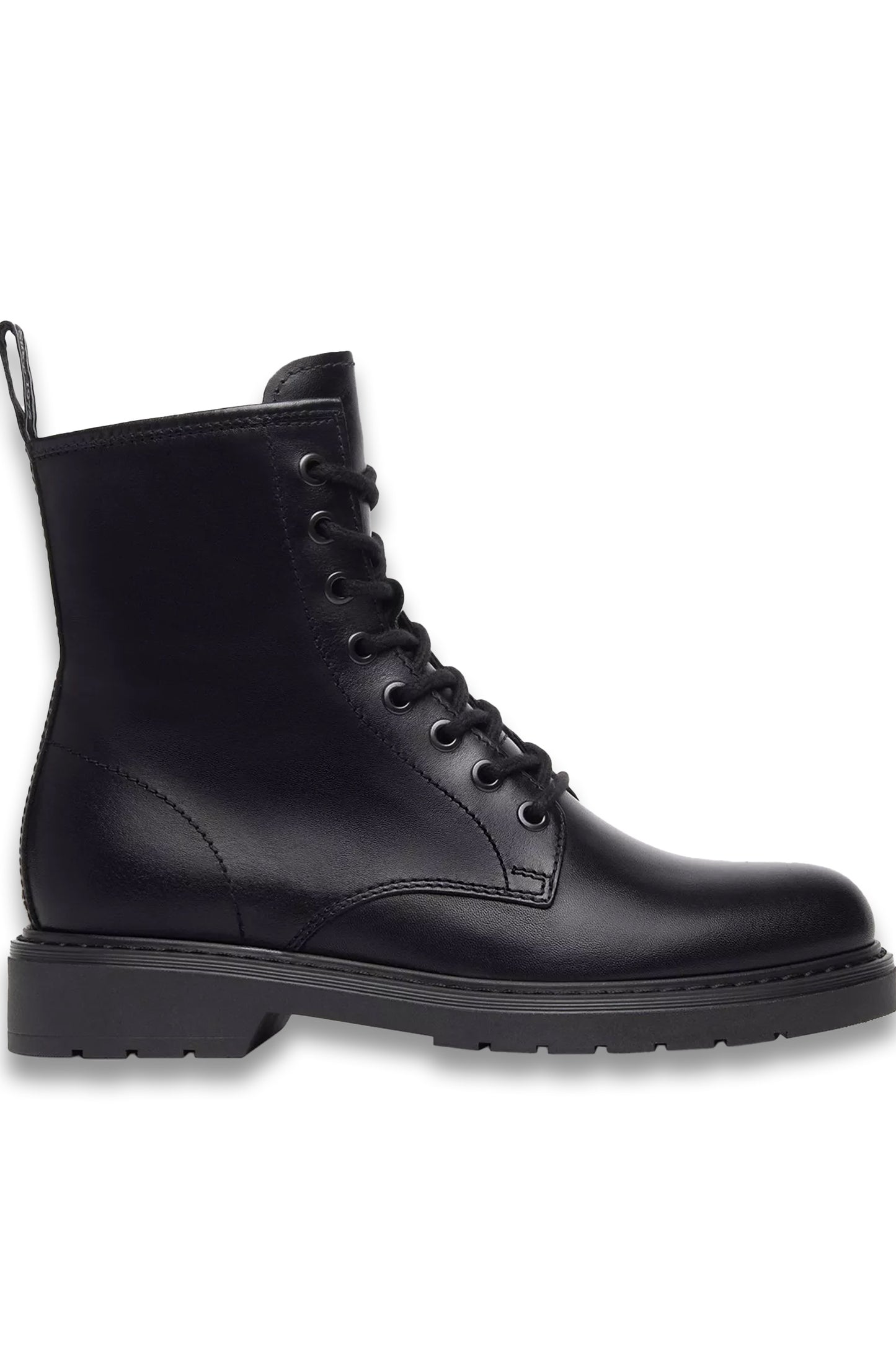 Slim Sole Leather Biker Boots, Black