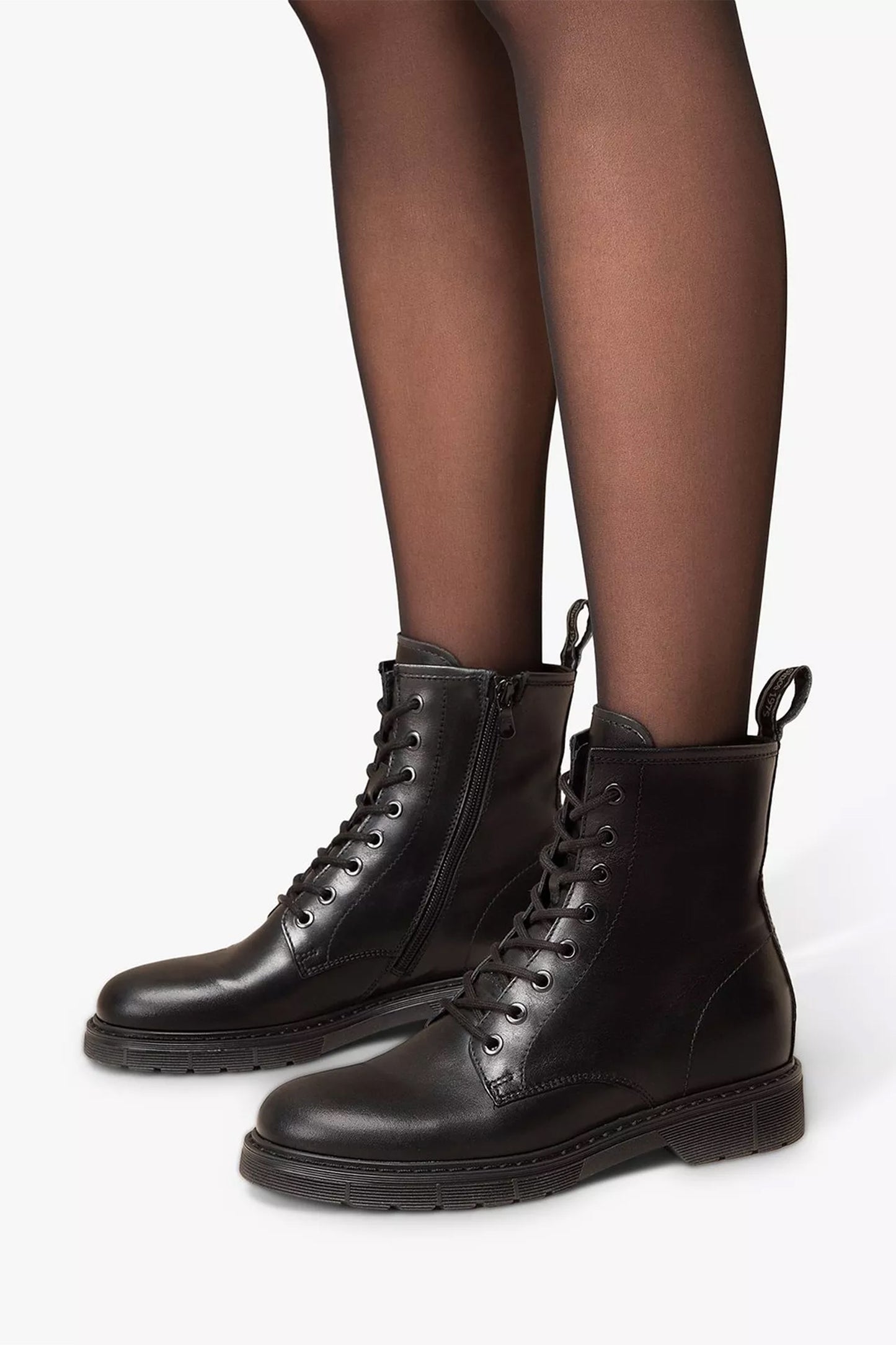 Slim Sole Leather Biker Boots, Black