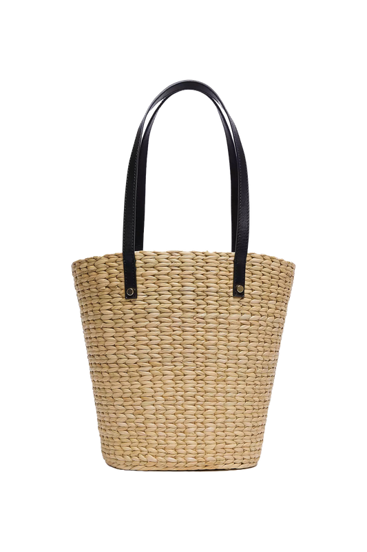 Straw Bucket Bag, Natural