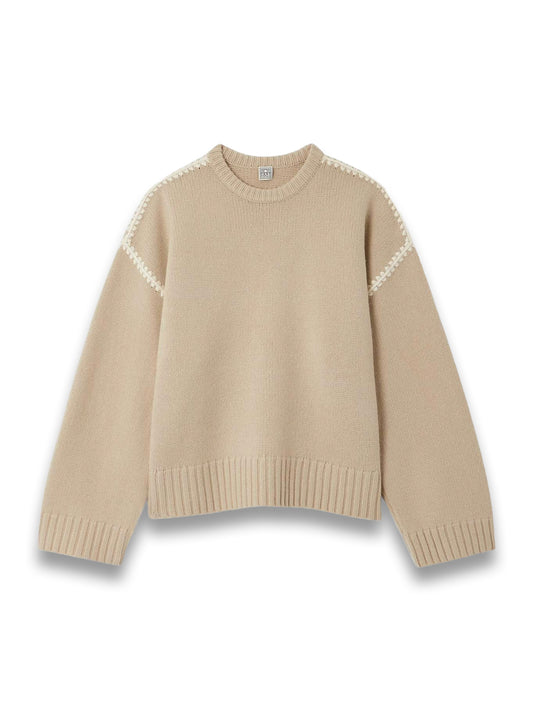 Oversized Embroidered Wool and Cashmere-Blend Sweater
