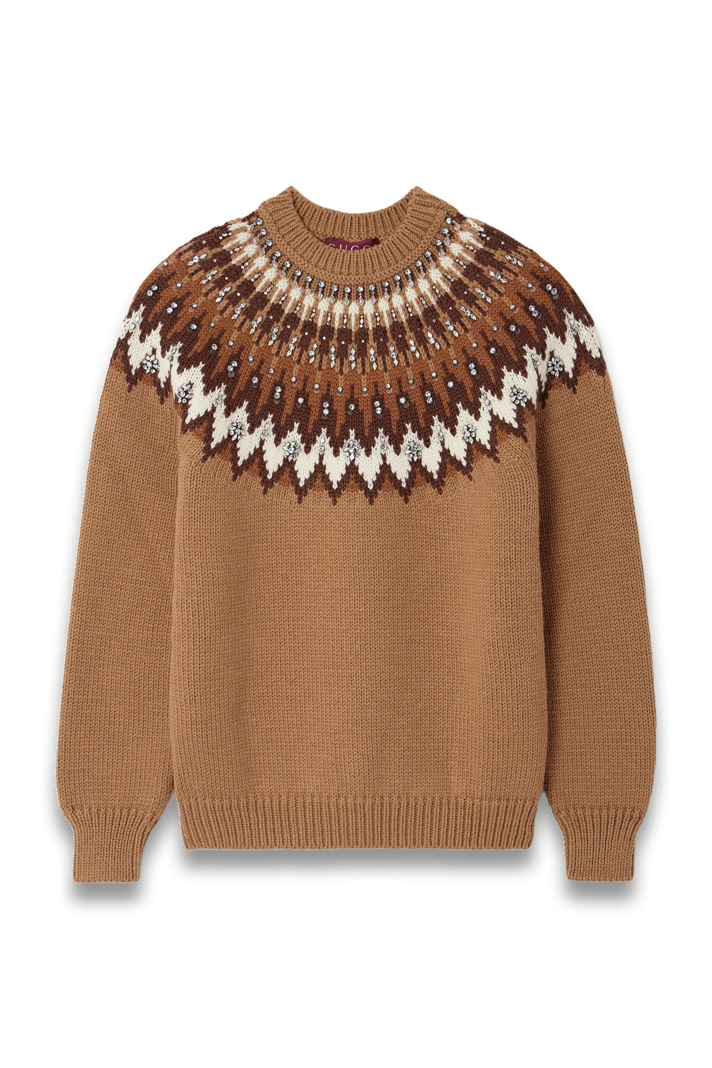 Crystal-Embellished Fair Isle Wool-Blend Sweater
