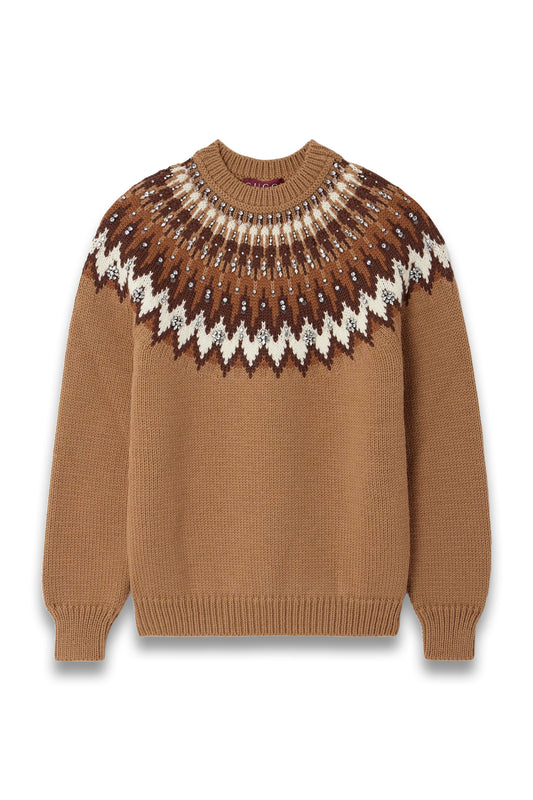 Crystal-Embellished Fair Isle Wool-Blend Sweater