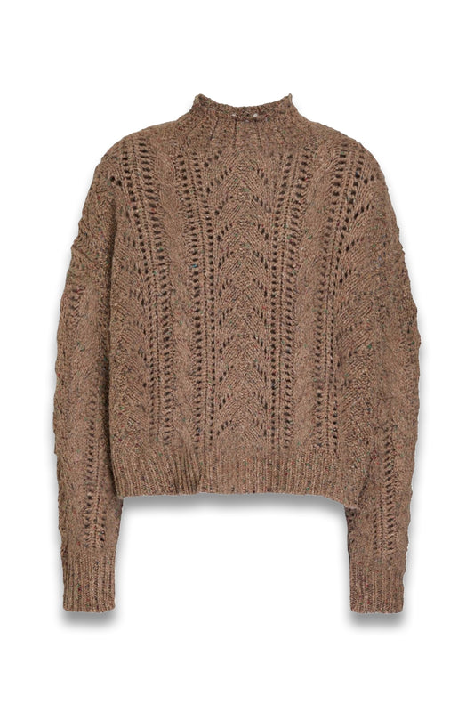 Pointelle-Knit Cashmere Turtleneck Sweater