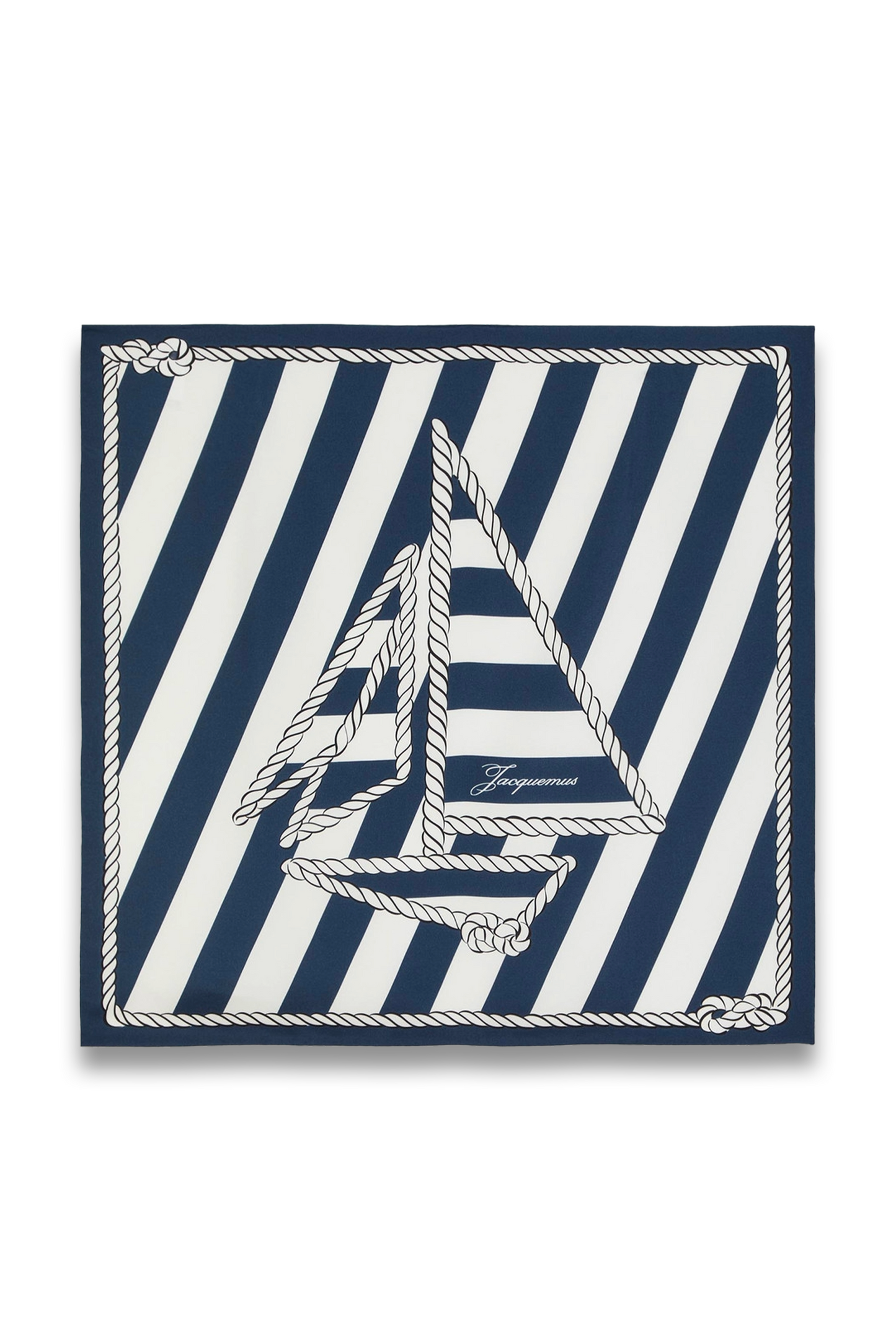 Printed Blue Silk Scarf