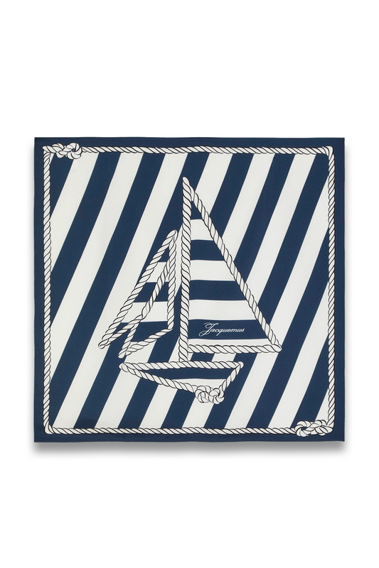 Printed Blue Silk Scarf