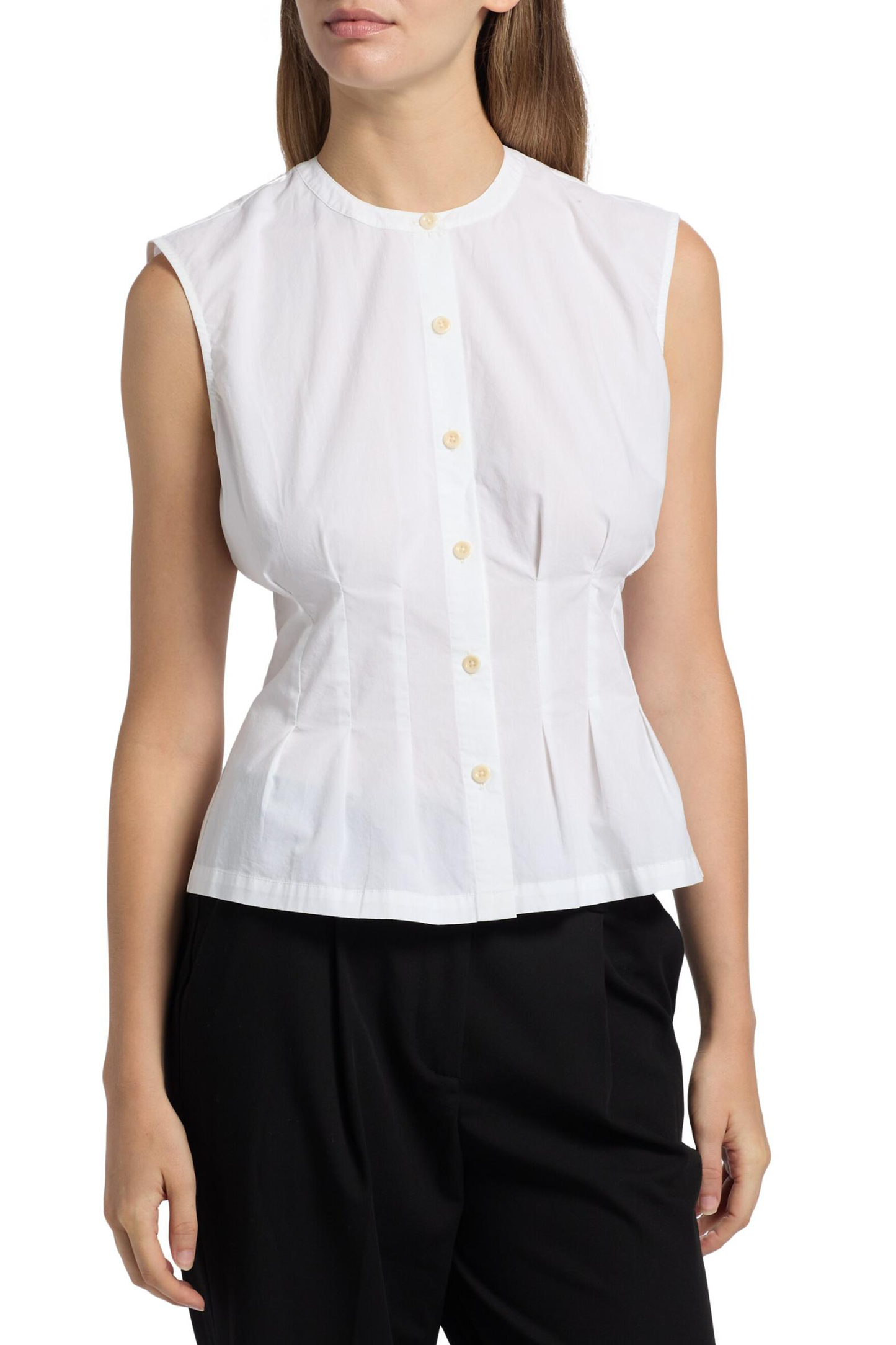 Lara Pleated Cotton Poplin Top