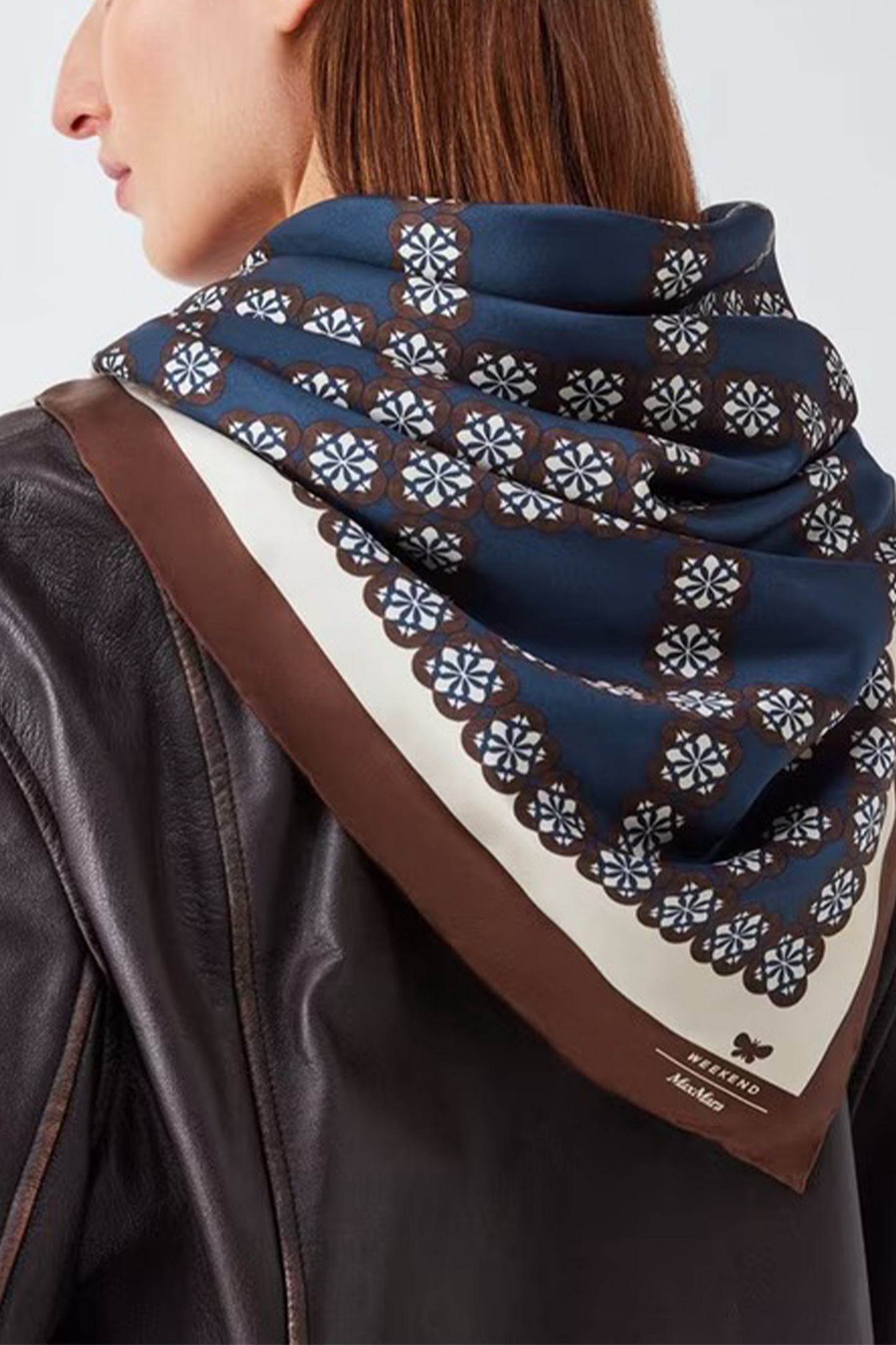 Onesto Geometric Floral Pure Silk Scarf