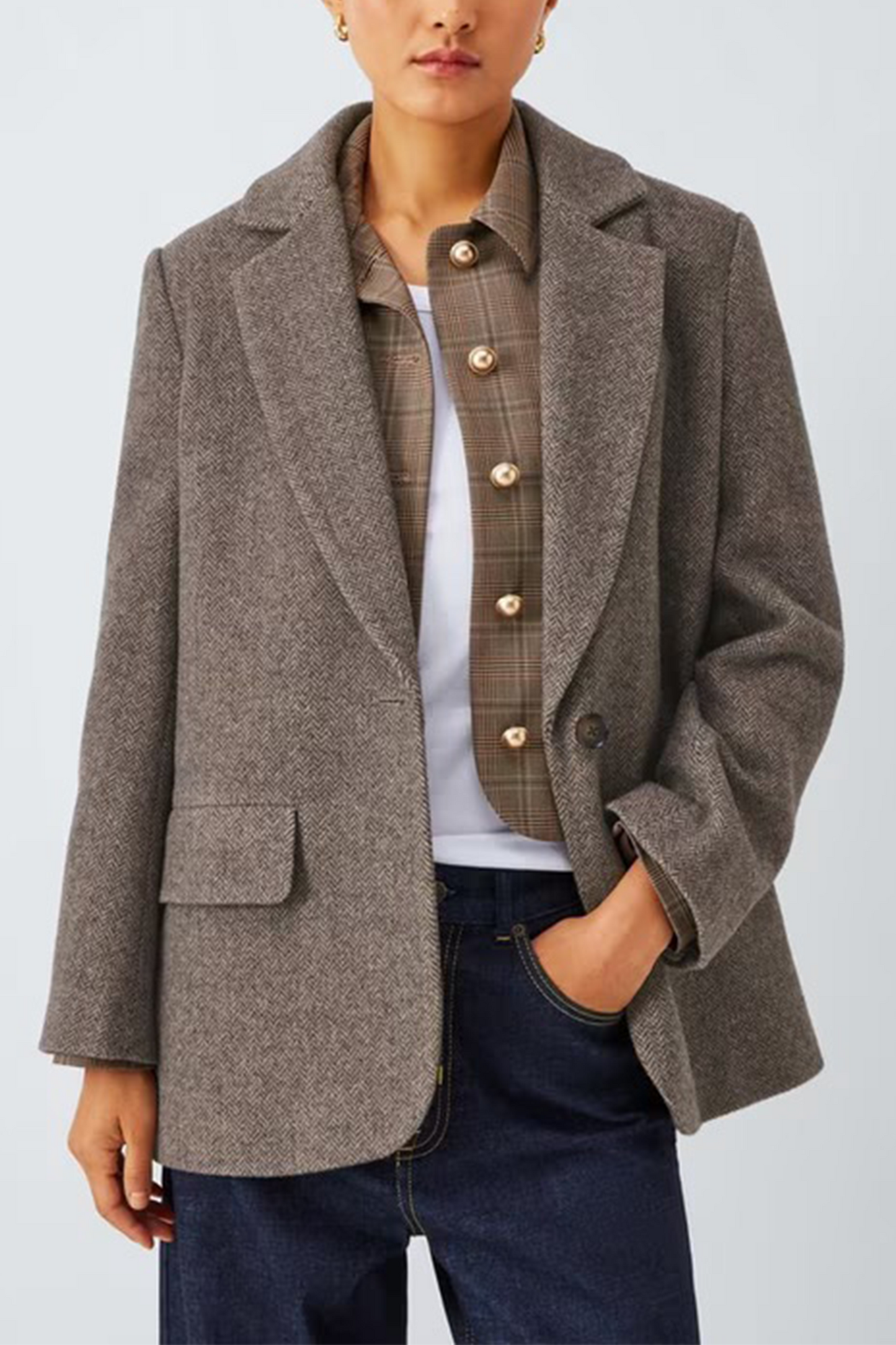 Herringbone Wool Blend Blazer