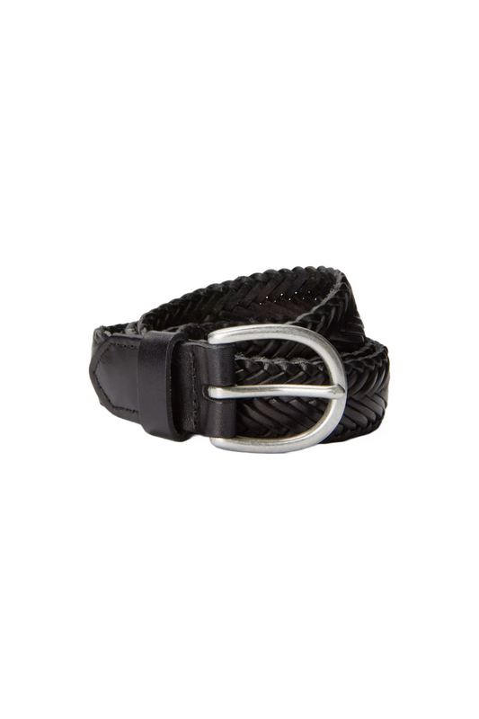 Sianne Skinny Plaited Black Leather Belt
