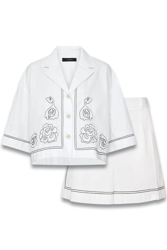 Leopold Floral-embroidered Shirt and Riley Embroidered Shorts Set