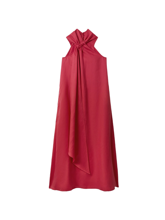 Linen Blend Drape Maxi Dress