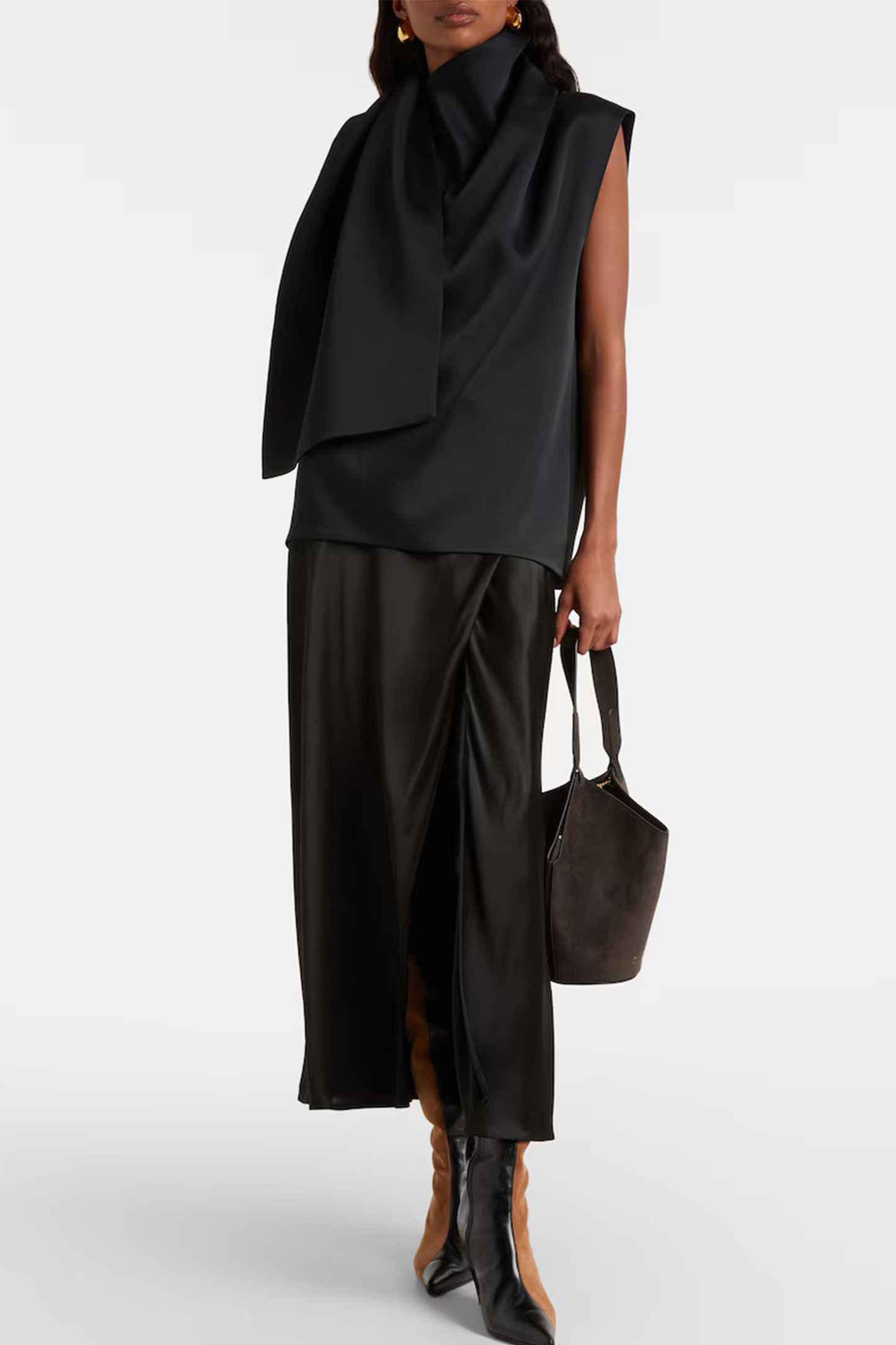 Loe Scarf-detail Crêpe Satin Top