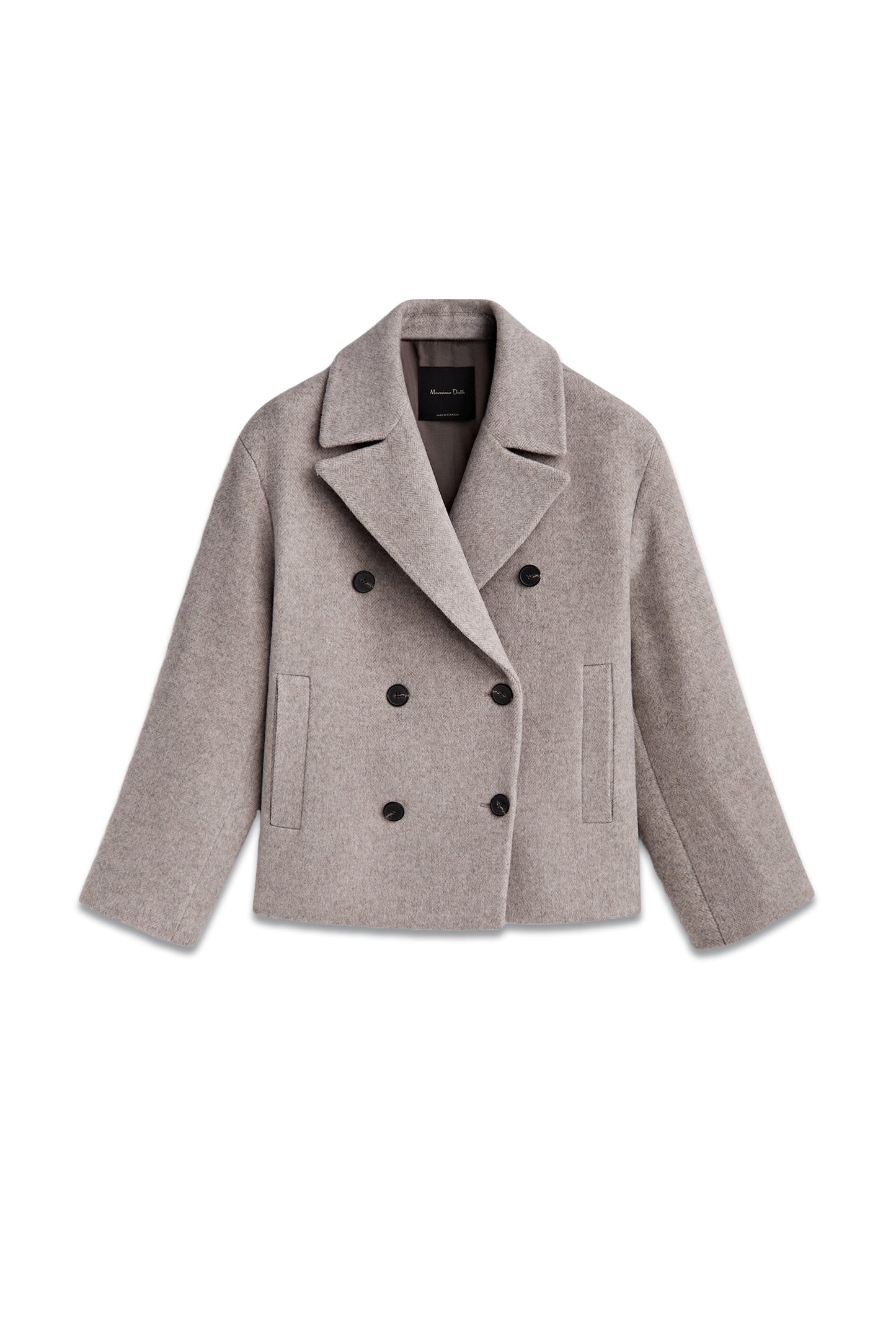 Grey Short Twill Pea Coat