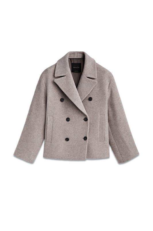 Grey Short Twill Pea Coat