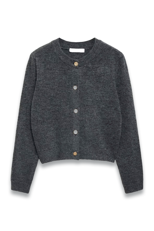 Knitted Cardigan With Jewel Button