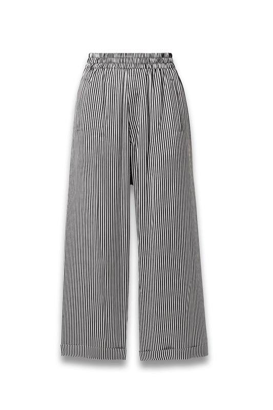 Finance Striped Silk-Satin Wide-Leg Pants