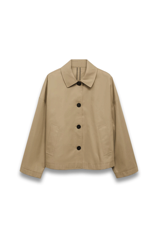 Straight Cotton Jacket with Buttons
